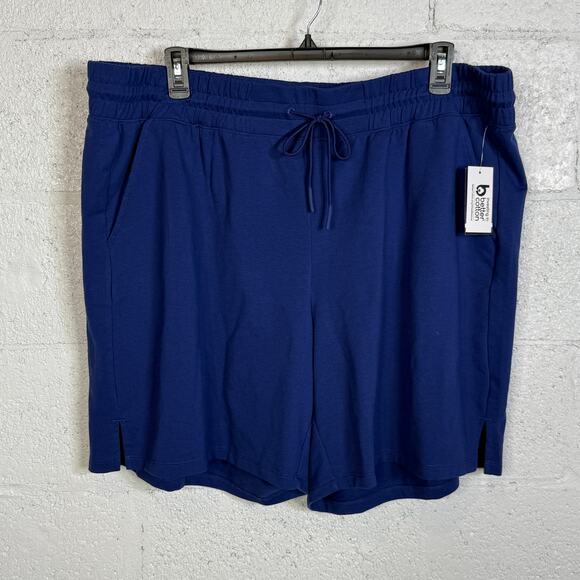 ID Ideology Plus Size Comfort Flow High Rise Shorts Bright TARTAN BLUE  3X - Picture 1 of 8